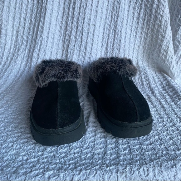 Y2K Skechers Shindigs black fortress clogs suede upper faux fur lined 6.5 - Picture 6 of 13